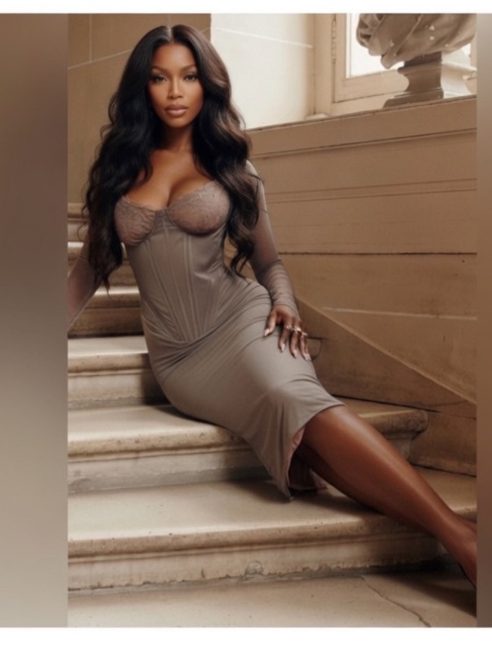 House of CB ‘Safran' Mocha Corset Midi/ XSmall-US2-4 $269 - Picture 2 of 10